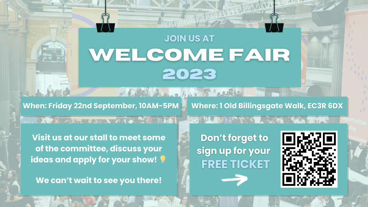 Welcome Fair 2023, we hope to see you there! 

Tickets available at: kclsu.org/ents/event/124…