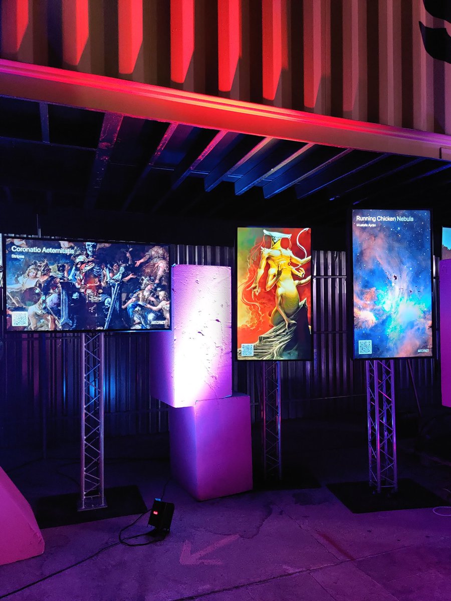 ArtifactDotArt's tweet photo. "Celestial Equestrian" and "Running Chicken Nebula" by a prominent astrophotographer @aydinmustafaaa were exhibited in an open air gallery of @ArtifactDotArt at PRIMER 23 electronic music festival last weekend.
Both artworks are available on @SuperRare 💎
https://t.co/4LyWmke4r5 https://t.co/DDsHi0L3Ks