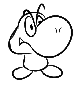 gonna be legit before i saw the mario wonder japanese site, i drew this goomba yoshi (yoomba) to demonstrate what i thought he would look like 