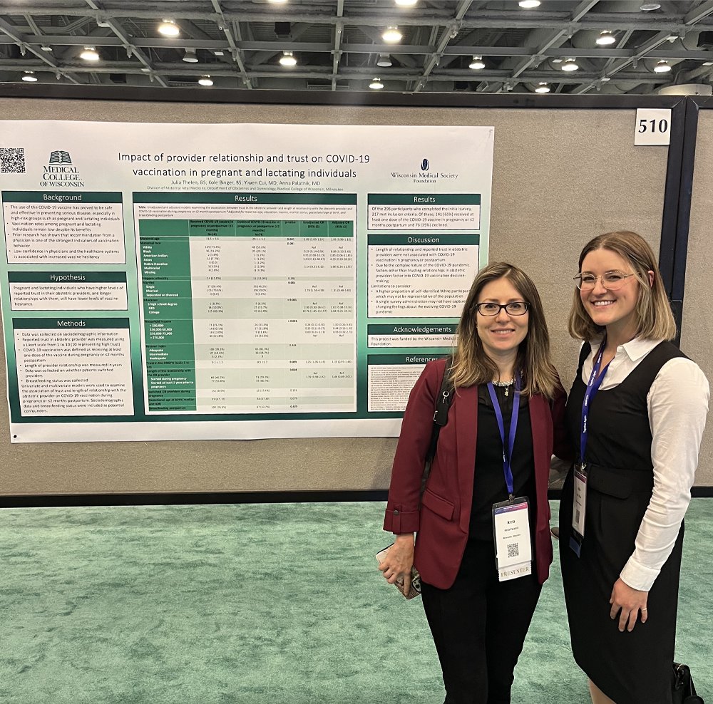 @MedicalCollege student Julia Thelen was awarded a Foundation Fellowship, allowing her to work with Anna Palatnik, MD, & research vaccine hesitancy in pregnant & lactating individuals. bit.ly/45AtWIO #WisMedFoundation #WisMedFoundationFellowship #VaccineHesitancy