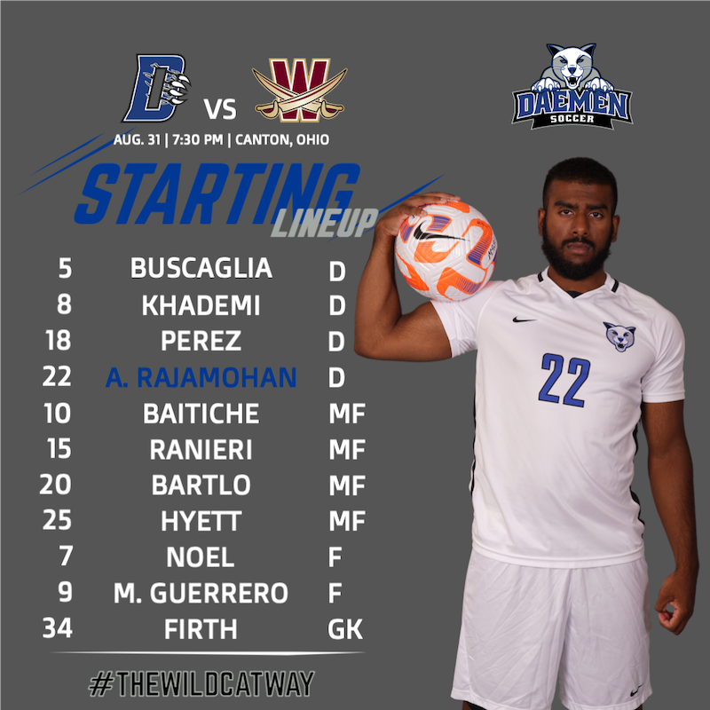 DaemenMSOC's tweet photo. Our starting XI for the 2023 season opener against Walsh. Go Wildcats!

#TheWildcatWay https://t.co/j46bXrlGpH