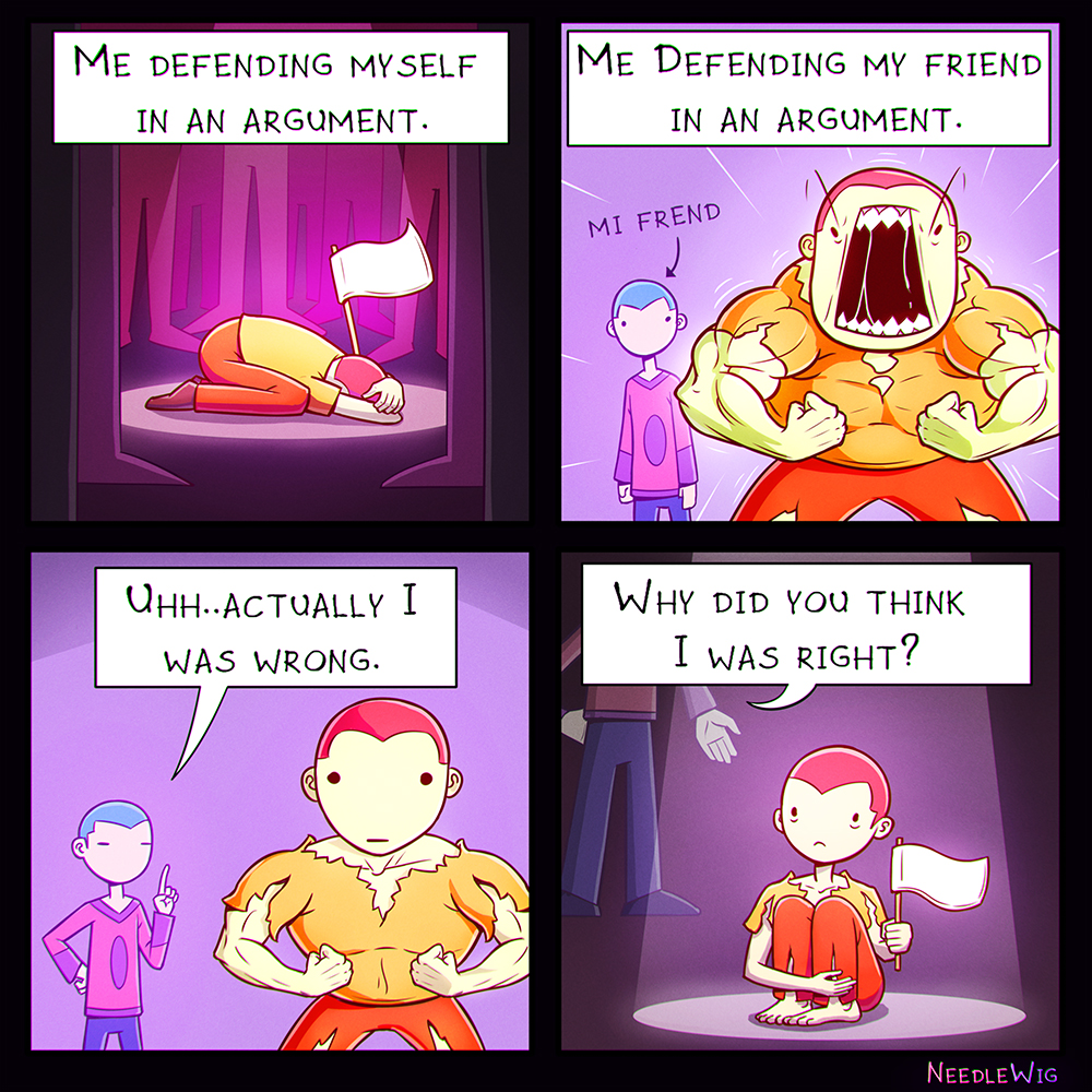 NeedleWig's tweet photo. Defending myself in an argument

#comic #webcomic #arguing #friend #art https://t.co/0iRfHMPIlu