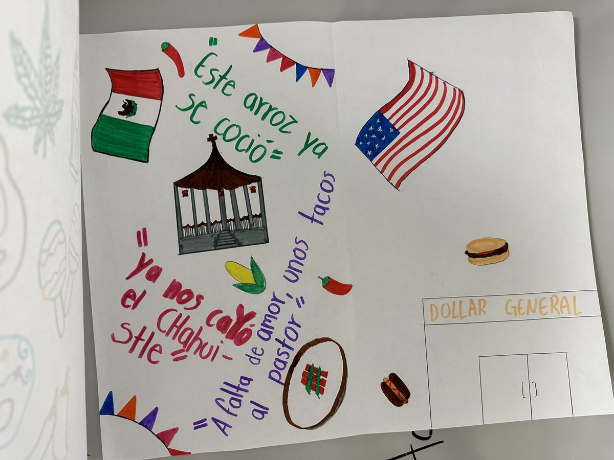 RayAndrus's tweet photo. Some in-progress posters highlighting Newcomers merging cultures/identities after reading “Growing Together.” 🗺️ https://t.co/YYY1q7hMg6