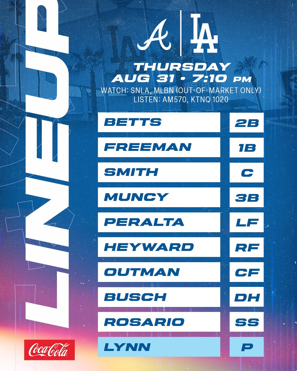 Tonight's #Dodgers lineup vs. Braves:
