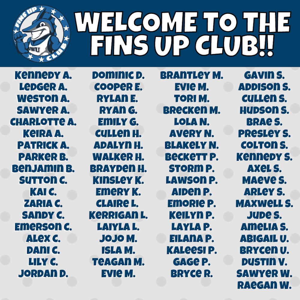 marlinsathletic's tweet photo. Last Call to join the Fins Up Club to enter the Ball Kid raffle! Sign up with only a $25 donation to the Marlin Athletic Fund at https://t.co/MnqUUlYtvJ

#FinsUpClub // #MarlinNation https://t.co/YUEY9d90U1