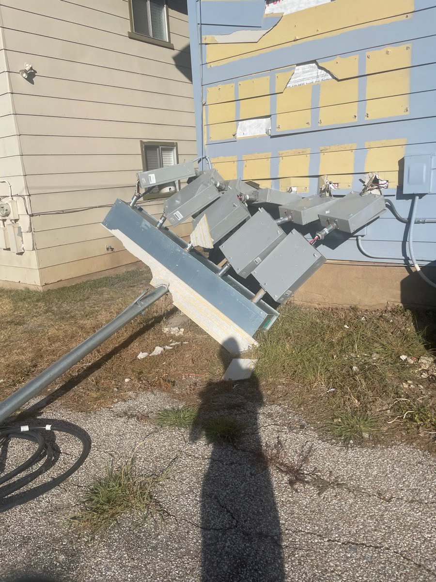 elise_cotton's tweet photo. Want a sneak peak of what we do?  A repair job we worked on last week.  All the electrical panels were knocked off the wall. https://t.co/LTIXcEyjJr