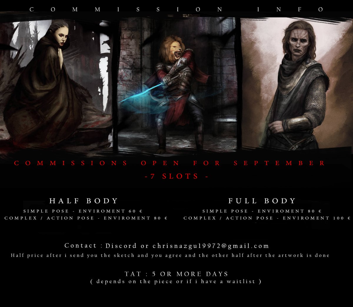 hii , i have some slots if anyone interested ! 

#ArtistOnTwitter #dndcharacter #CommissionSheet #commissionsopen