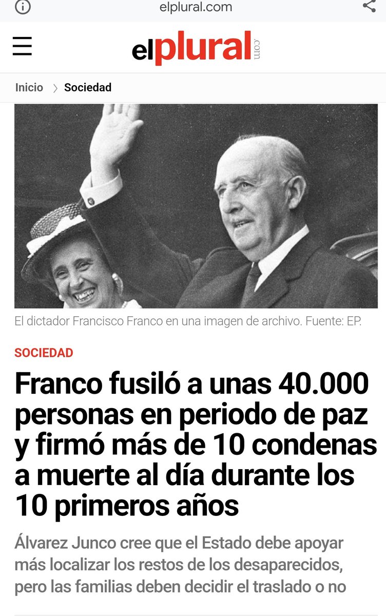No fue una dictadura... fué..un genocidio...y los que lo provocaron murieron tan tranquilos en sus camas.... aquí ningún criminal fascista..ha pagado sus crímenes... aquí no se ha juzgado a nadie... aquí de la noche a la mañana,se perdono todo..y esto no se puede perdonar.👇
