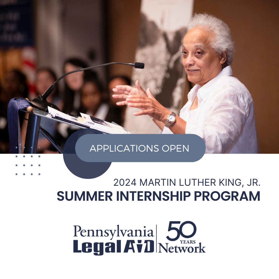 Join our MLK, Jr. Summer Internship Program – the ultimate launchpad for future legal advocates! Experience personal growth, build a network, and gain real-world legal skills while standing up for justice in Pennsylvania. Apply now for Summer 2024: bit.ly/MLKSummerInter…