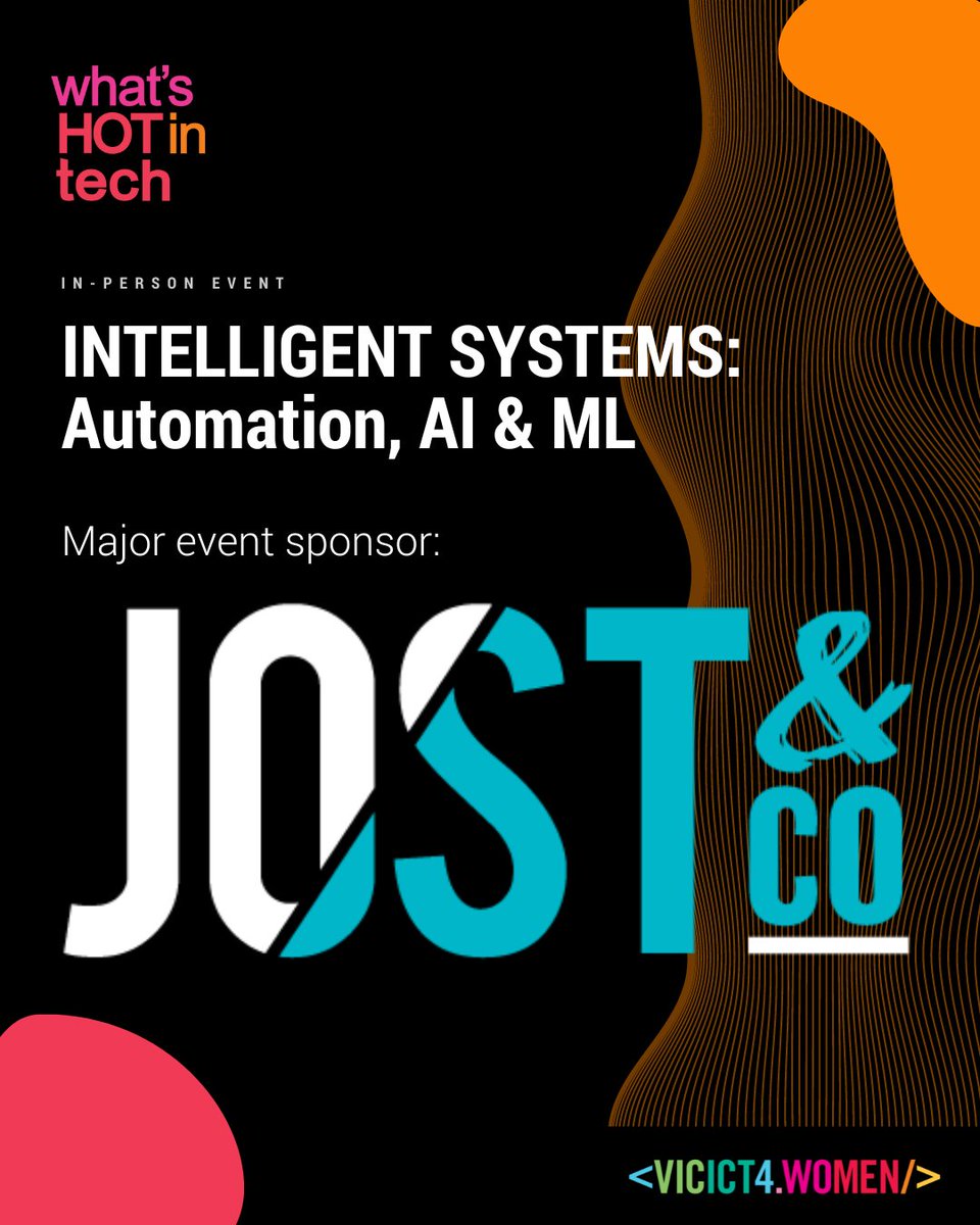 VICT4W's tweet photo. ๐ We are proud to announce our major event sponsor for What's Hot in IT - JOST&Co. ๐
Tickets | https://t.co/J6iNjiDnSF
#whatshotintech #automation #AI #ML #techdiversity #melbevents https://t.co/ZBliwuZxuH