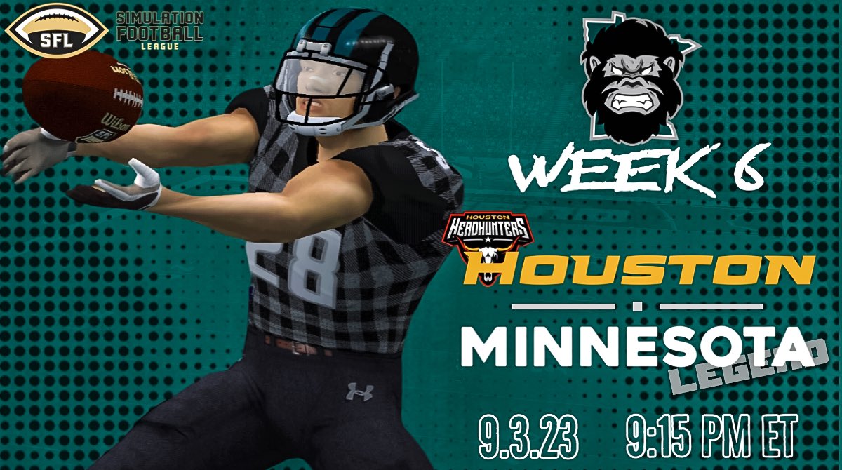 After a loooong bye week, we are back! Week 6 brings the <a href="/SFL_Headhunters/">Houston Headhunters of the SFL</a> to St. Paul for some Sunday evening football! <a href="/simulationfl/">Simulation Football League</a> #Believe #WeAreBack #StompTheHeadhunters #AlwaysWatching #SFL #eSports #4K23 #Minnesota