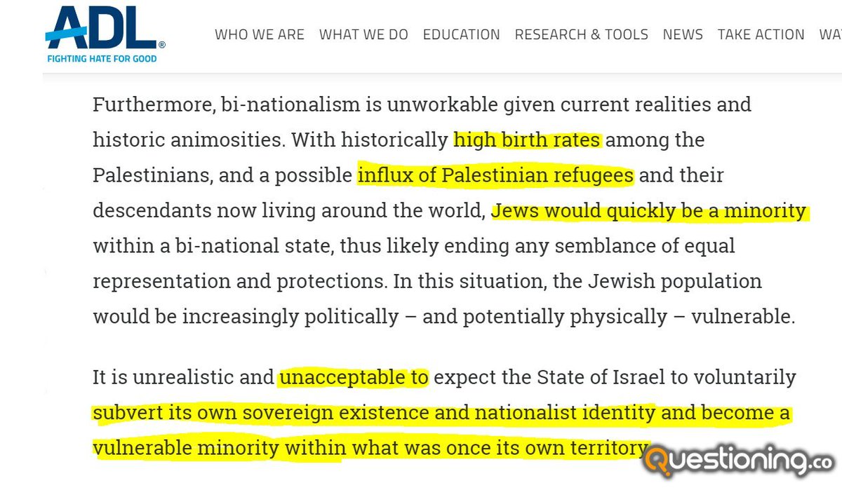 KeithWoodsYT's tweet photo. The ADL spent years demanding the most popular talk-show host in America be deplatformed for talking about replacement migration.

Yet they said it would be "unacceptable" to expect Israel to share a state with Palestinians or "Jews would quickly become a minority".

#BanTheADL https://t.co/c9CgMIH5J3