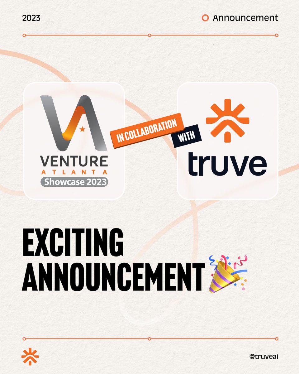 TruveAi's tweet photo. 🚀 Exciting News Alert! 🎉 Truve has been handpicked out of 550 applicants as one of the top tech companies in the Southeast to showcase at Venture Atlanta 2023! 🌟 Join us on 27–28 at The Woodruff Arts Center for a glimpse into the future of law and technology. 💼💡 
#lawfirms https://t.co/Usgm3p0C9p