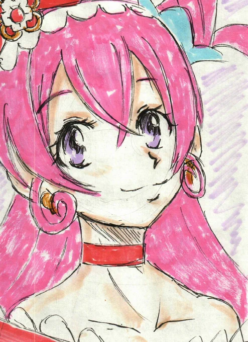 #プリキュア版深夜の真剣お絵描き60分一本勝負お題「キュアプレシャス」昨晩描いて、そのまま投稿せず寝てしまいました・・・ 