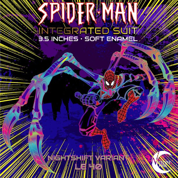 Announcing my new Spider-Man: Integrated Suit 3.5 inch enamel pin! #nitelyfepins #pinlife #softenamelpin #lapelpin #pingameproper #pins #enamelpins #lapelpins #pingamestrong #pincollector #spiderman #spidermanintegratedsuit #spidermanintothespiderverse #farfromhome #spidermanpins