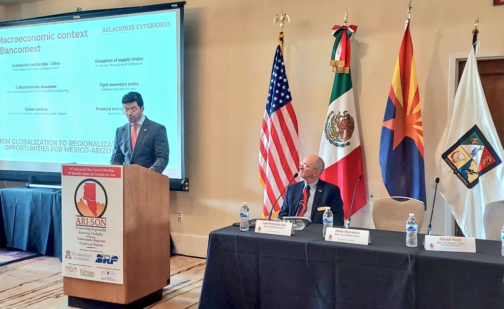 barcelodurazo's tweet image. Alcaldes de Sonora y Arizona se reúnen hoy en Tucsón en la 10a. Ari-Son Council Meeting. El lema de la reunión es "conectar regionalmente, crecer globalmente". Con ese espíritu, esta #MegaRegión 🇲🇽🤝🇺🇲 sigue su integración económica, social con una identidad compartida.