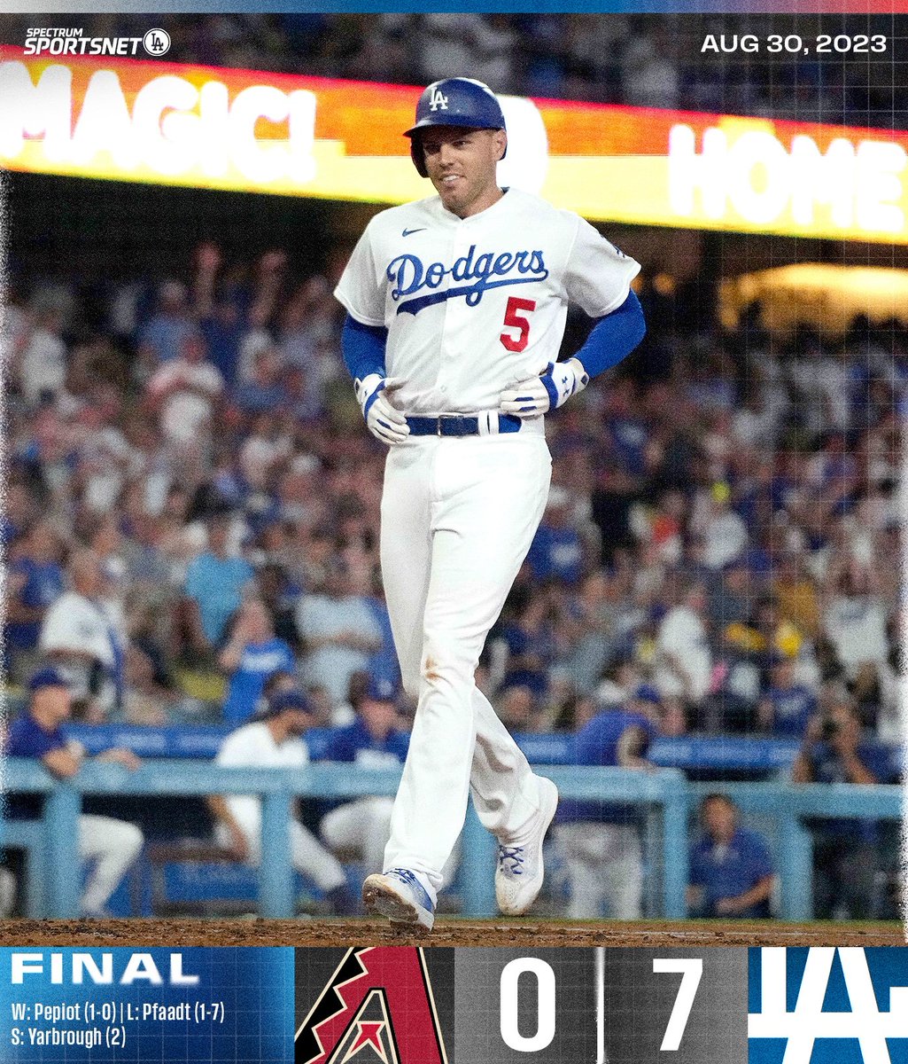Dodgershaiku1's tweet photo. 8/30/23 haiku
Dbacks 0 Dodgers 7
Pepiot, Yarborough
Blank DBacks. Freeman homers
and doubles. Clean sweep
#dodgerstadium #ryanpepiot #ryanyarbrough #homeruns #freddiefreeman #jasonheyward https://t.co/Y1ro6vLaS5