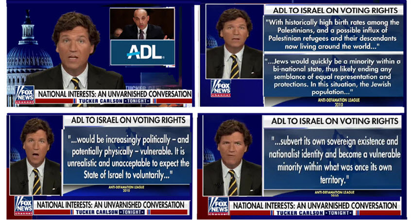 KeithWoodsYT's tweet photo. The ADL spent years demanding the most popular talk-show host in America be deplatformed for talking about replacement migration.

Yet they said it would be "unacceptable" to expect Israel to share a state with Palestinians or "Jews would quickly become a minority".

#BanTheADL https://t.co/c9CgMIH5J3
