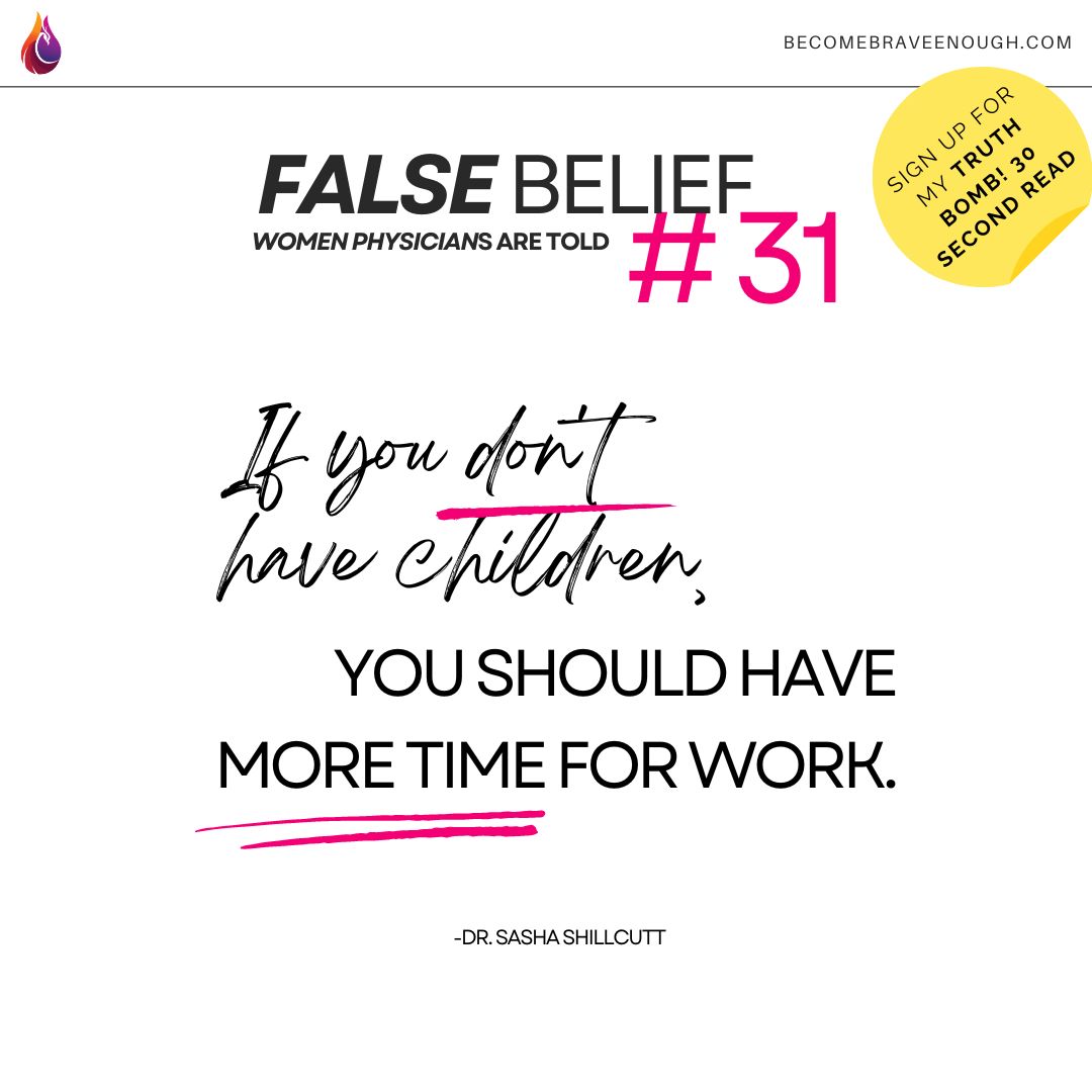 I coach a lot of women who do not have children and let me tell you, this in unfair, and untrue. I talk about this in my Truth Bomb today! Do you receive them? Sign up here becomebraveenough.com/31-false-belie… for a 30-second read!