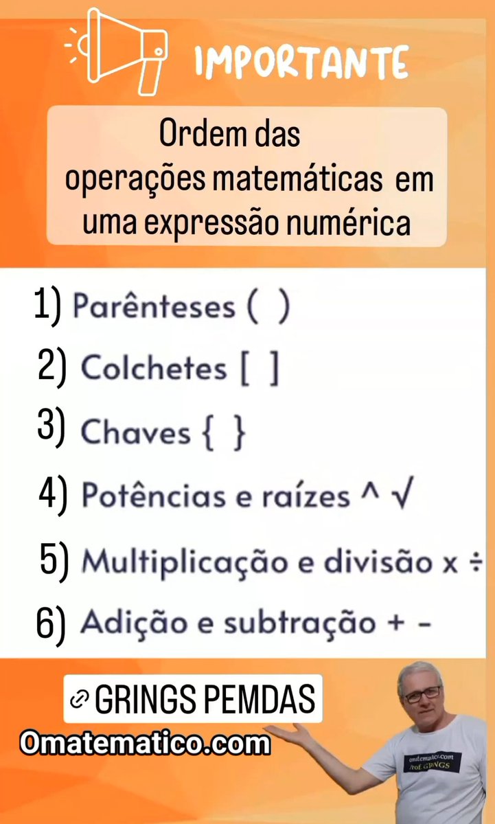 OMatematicoCom's tweet photo. Grings - expressão numérica com PEMDAS https://t.co/Tsv6l4Rmbd
#grings #matematica #expressão #numerica #matematicabasica https://t.co/fonucwN6f8