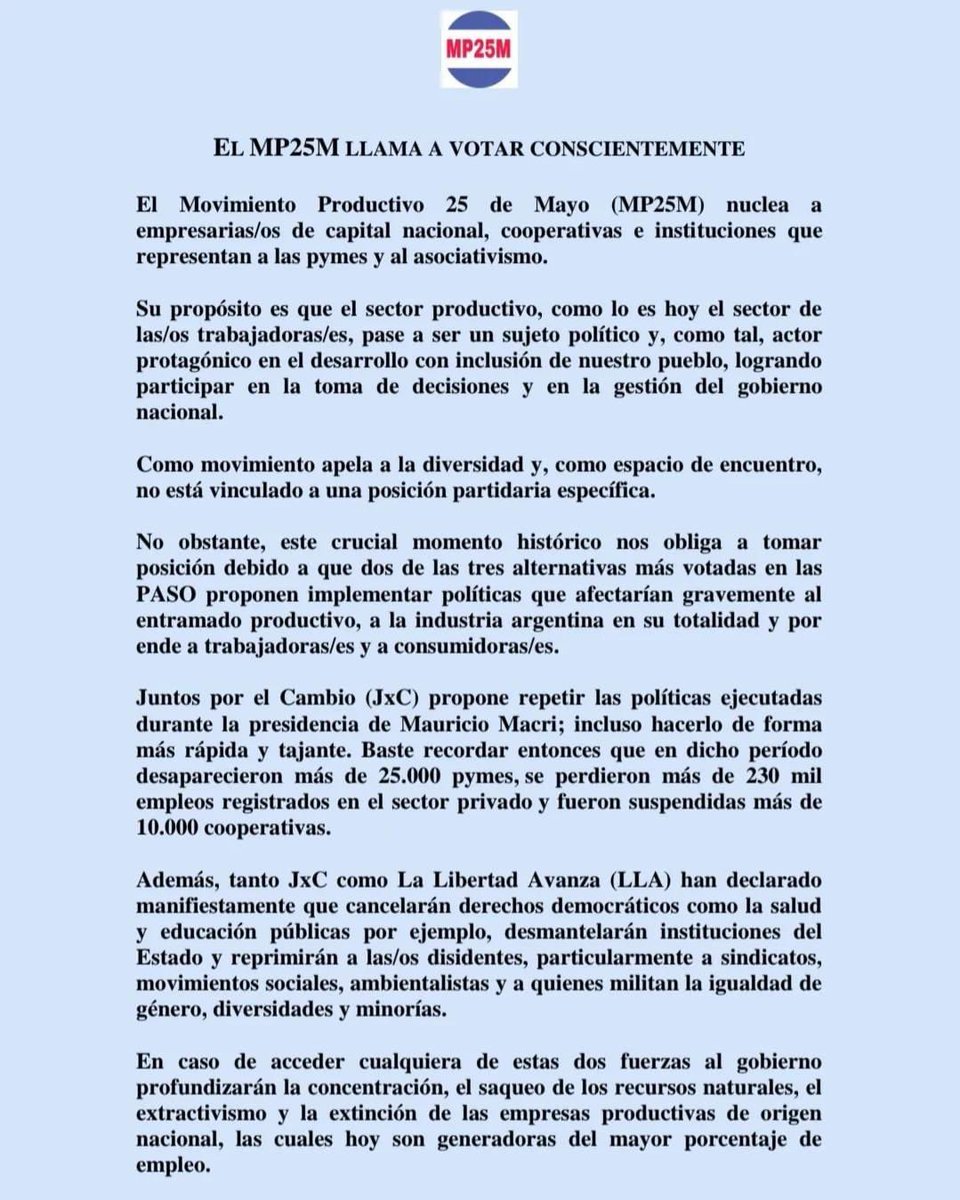 #MP25M
#VotoConsciente
#ProducciónFederal
#IndustriaNacional
#ConsumoPopular
#TrabajoArgentino
#JoseLattuca
#BuenosAires #CapitalFederal #Catamarca #Chaco #Chubut
#Córdoba #Corrientes #EntreRíos #Formosa #Jujuy #LaPampa
#LaRioja #Mendoza #Misiones #Neuquén #RíoNegro #Salta
#SanJu