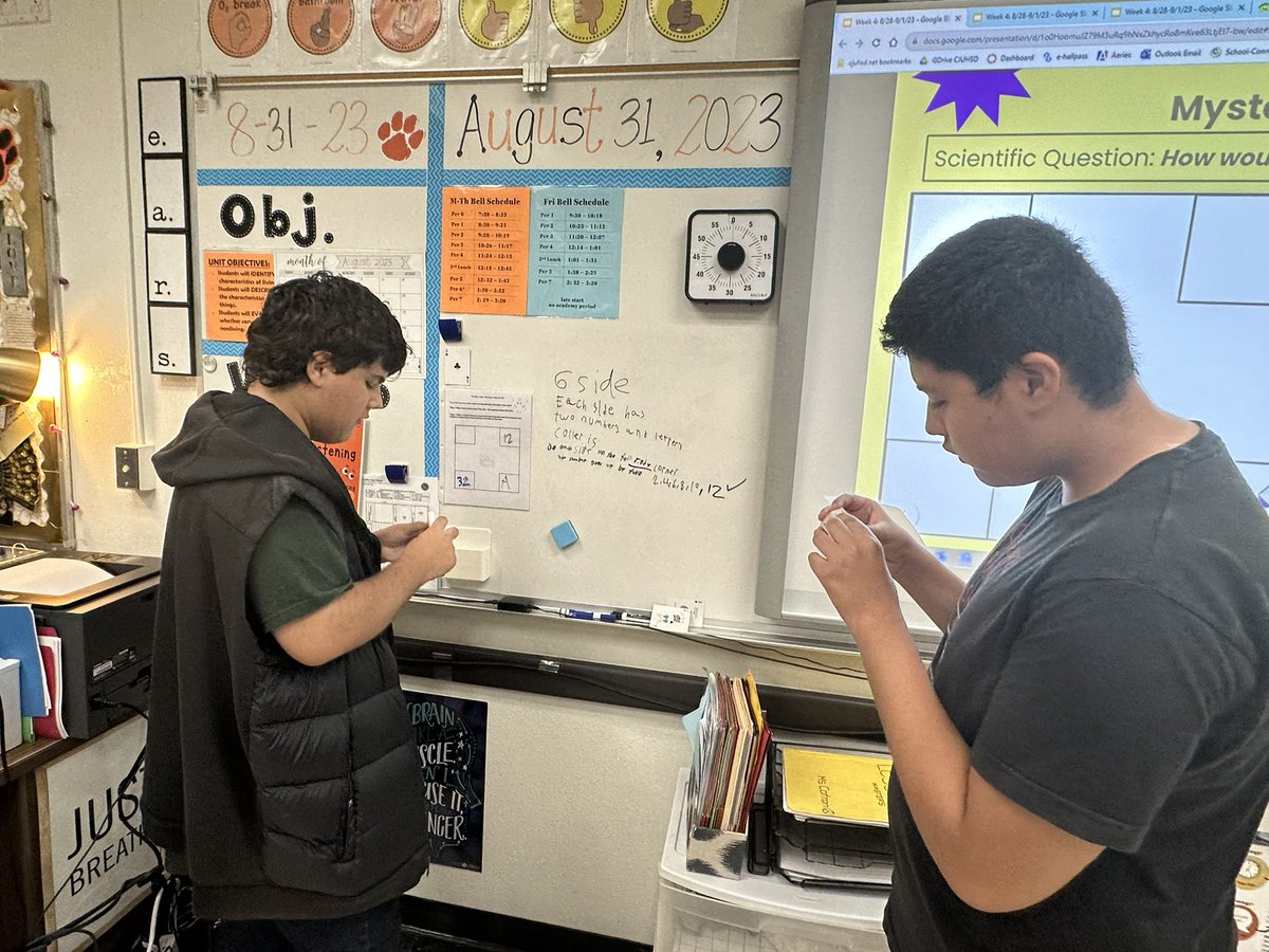 KristinaCotran's tweet photo. Thank you @chsaudet for inviting me into your classroom to experience inquiry cubes! My student absolutely loved it! They told me it made their brain hurt! They persevered through the struggle. I modified it by making it a BTC task and also giving a template. https://t.co/jtAj3y8U2V