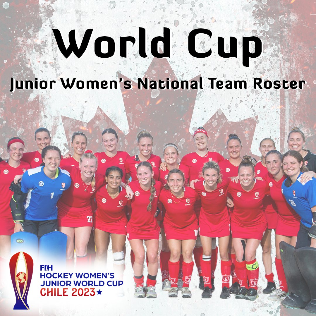 FieldHockeyCan's tweet photo. Field Hockey Canada is excited to announce the 18-player roster bound for Santiago, Chile in November for the FIH Junior Women's World Cup!

View roster &amp; read full story:
https://t.co/tbKMd7X09A

#FHCTeamofTeams #JWC2023 https://t.co/jEBDpVgpPM