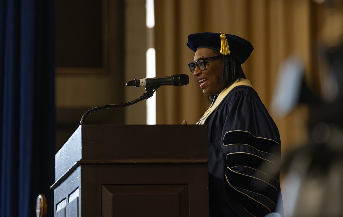 StillmanCollege's tweet photo. Welcome home, @ywpage! Stillman’s eighth president delivered her first convocation address today &amp; inspired students, faculty, staff, &amp; alumni to choose the road less traveled this year and discove “what will make the difference.” #HBCU #HailOHail #DeeplyRootedFutureDriven 💙💛 https://t.co/EWXmHJdk1X