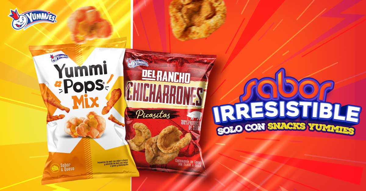 SnacksYummies's tweet photo. 🤩 IRRESISTIBLE 🤩
Así es el sabor de #SnacksYummies.
¿Escoges el lado queso de YUMMI POPS 🧀 o picosito 🌶️ de DEL RANCHO CHICHARRONES? 🤔 https://t.co/KGett3F6iC
