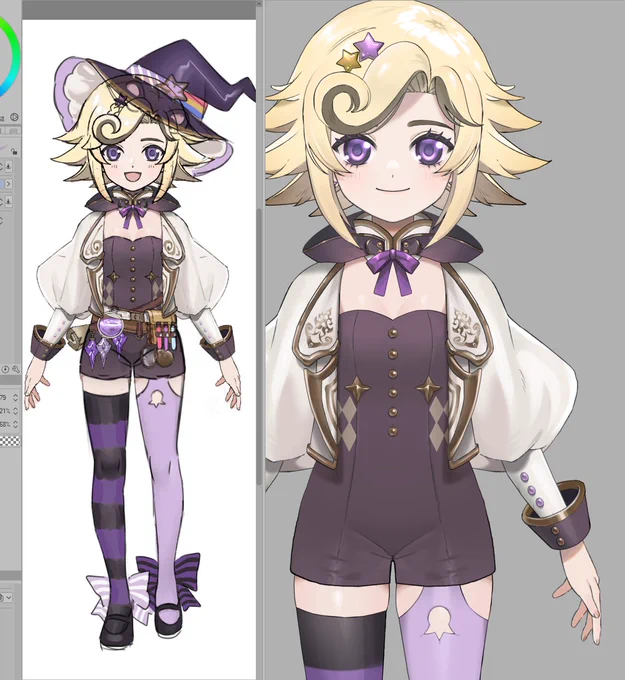 WIP model for my vtuber.I can't wait to draw her belts. 