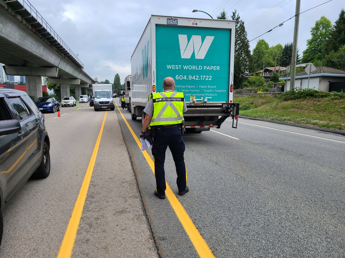 BurnabyRCMP's tweet image. Over the past two days, we have been working with our #LMDCVE partners in #Burnaby. We inspected a total of 80 🚛 and placed 51 🚚 #outofservice identifying 201 violations with 93 tickets issued to drivers #RoadSafety #CMVSafety