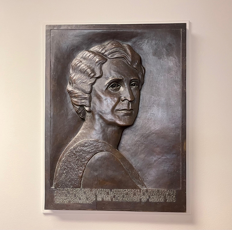 You have probably seen this plaque in the coffee bar, but do you know why it's there? The plaque honors Rosalie B. Hite, the namesake of GSBS fellowships that support students conducting cancer-related research. #WeAreGSBS #GSBS60