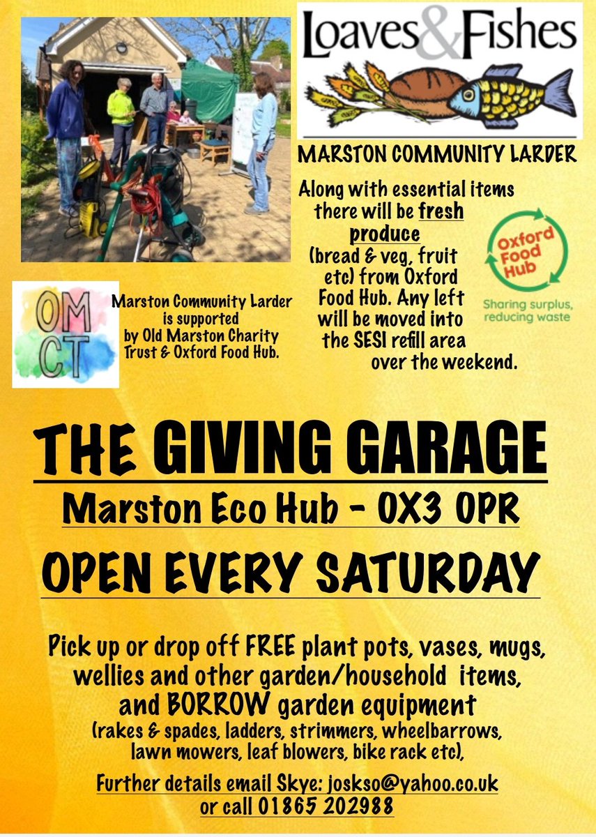 Giving Garage is back tomorrow Sat, 9-11AM @MarstonCommuni1 Eco hub, shelters donated gardening & other equipment that people can give or take, in order to share what is available in the community & avoid unnecessary purchases of new materials. Thx Skye, @tessa_hennessy &everyone