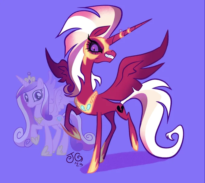 HEART SHATTERThe Divorce Horse, the  Alimony Pony  Was wondering what a "nightmare moon"-ified Cadence would look like so 