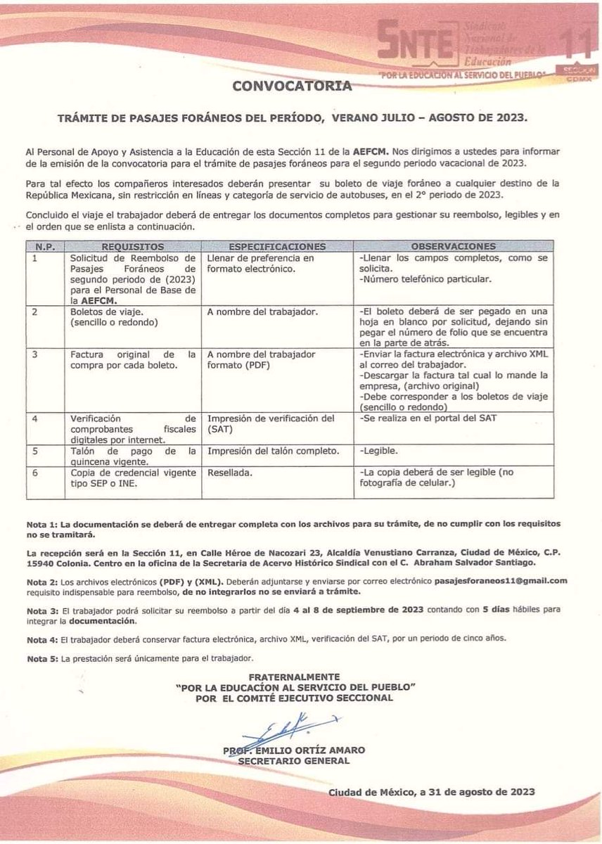 secc11cdmx's tweet photo. CONVOCATORIAS DE PASAJES FORÁNEOS . https://t.co/nql89rpIwl