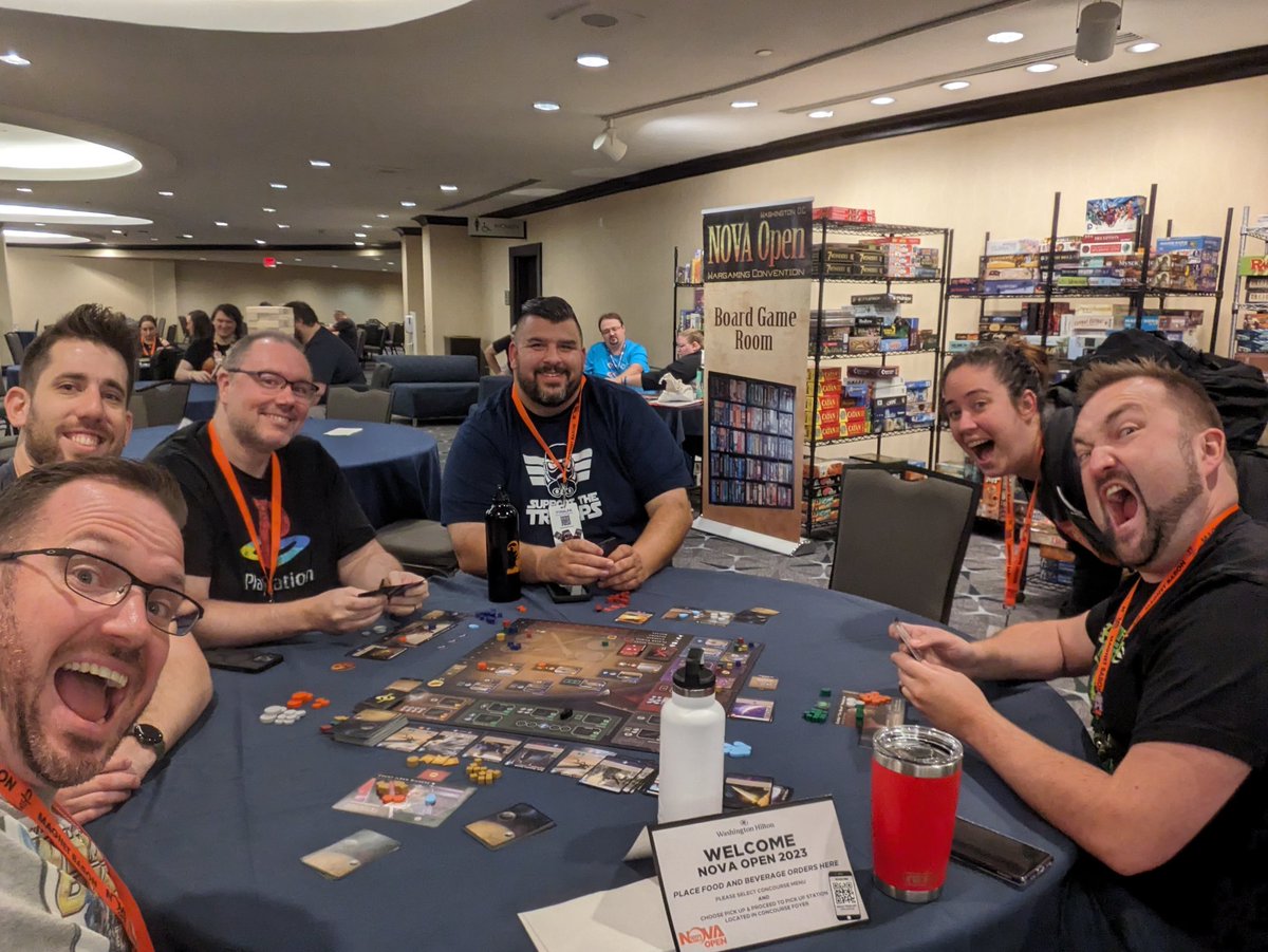 BattleMallet Podcast (@battlemallethq) on Twitter photo Playing Dune Imperium with friends from <a href="/wthcast/">What the Hex?!</a> & <a href="/PathToGlory_/">Path To Glory Podcast</a> in the #NovaOpen board game lounge! Surprise photobomb from Bridget! Playing Dune Imperium with friends from <a href="/wthcast/">What the Hex?!</a> & <a href="/PathToGlory_/">Path To Glory Podcast</a> in the #NovaOpen board game lounge! Surprise photobomb from Bridget!