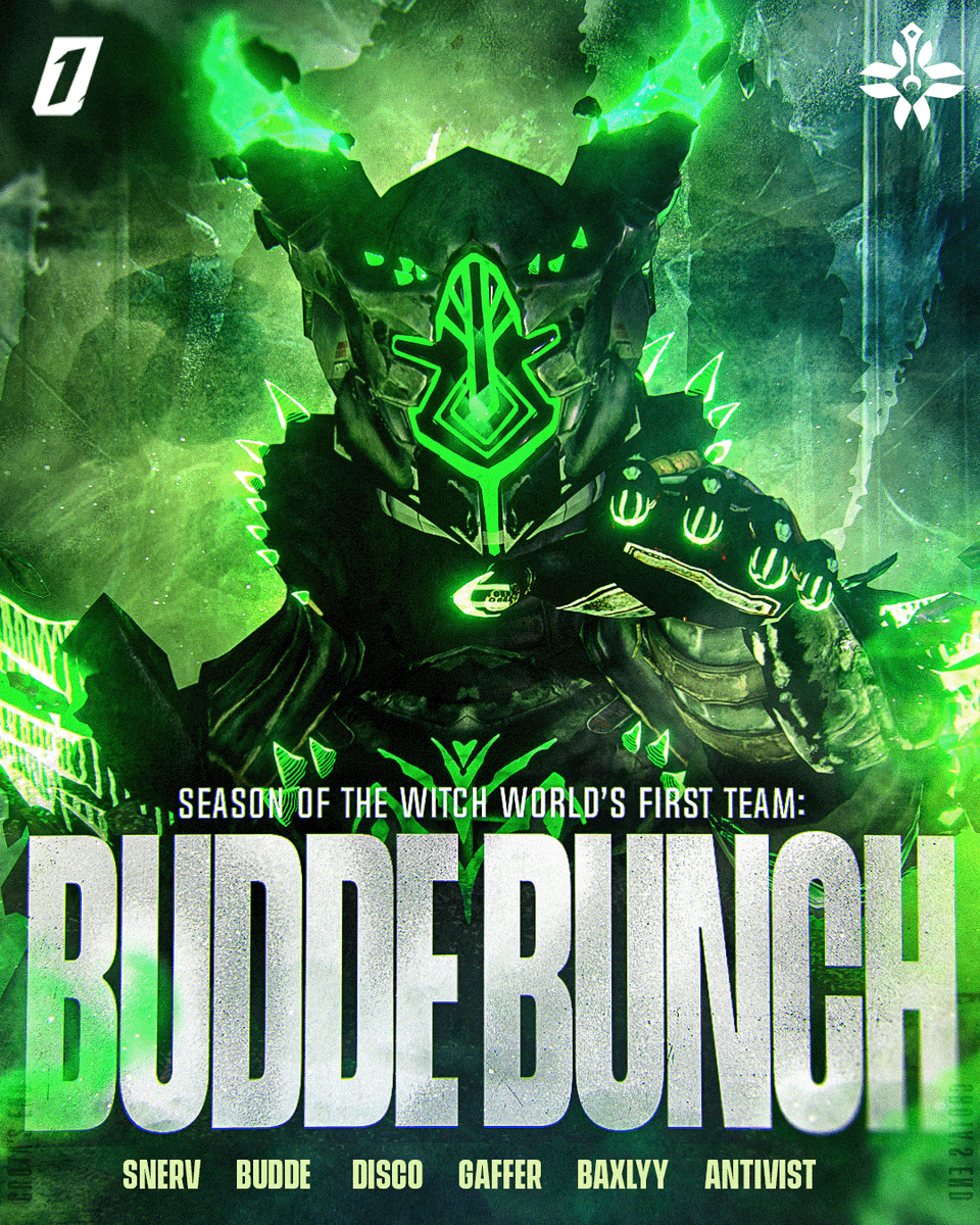 Tier1Destiny's tweet photo. Introducing The Budde Bunch!

▪️ @Snerv_ 
▪️ @T1Budde 
▪️ @discowastaken 
▪️ Gaffer
▪️ Baxlyy
▪️ Antivist https://t.co/cTSkUPeDVj