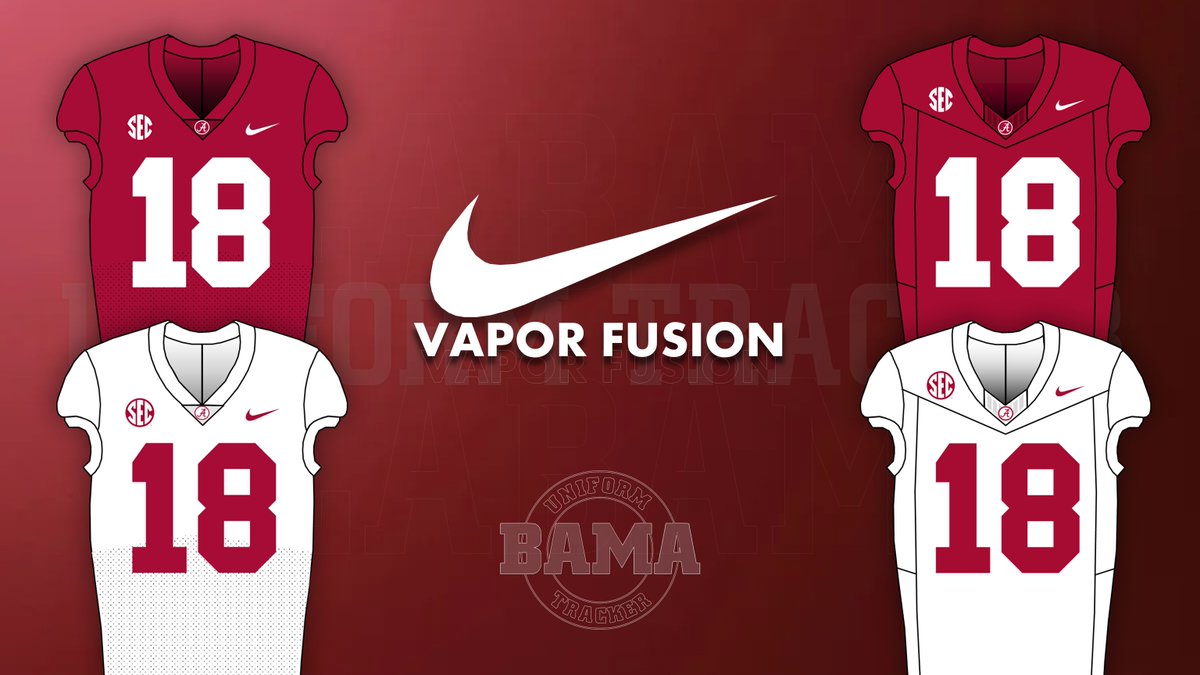 On Saturday for the first time since 2016, Alabama will be sporting a new uniform template. Nike's new template, the Vapor Fusion (Right) replaces the Vapor Untouchable (Left) that Alabama wore from the 2016 Peach Bowl through 2022. 

#BamaUniTracker #RollTIde