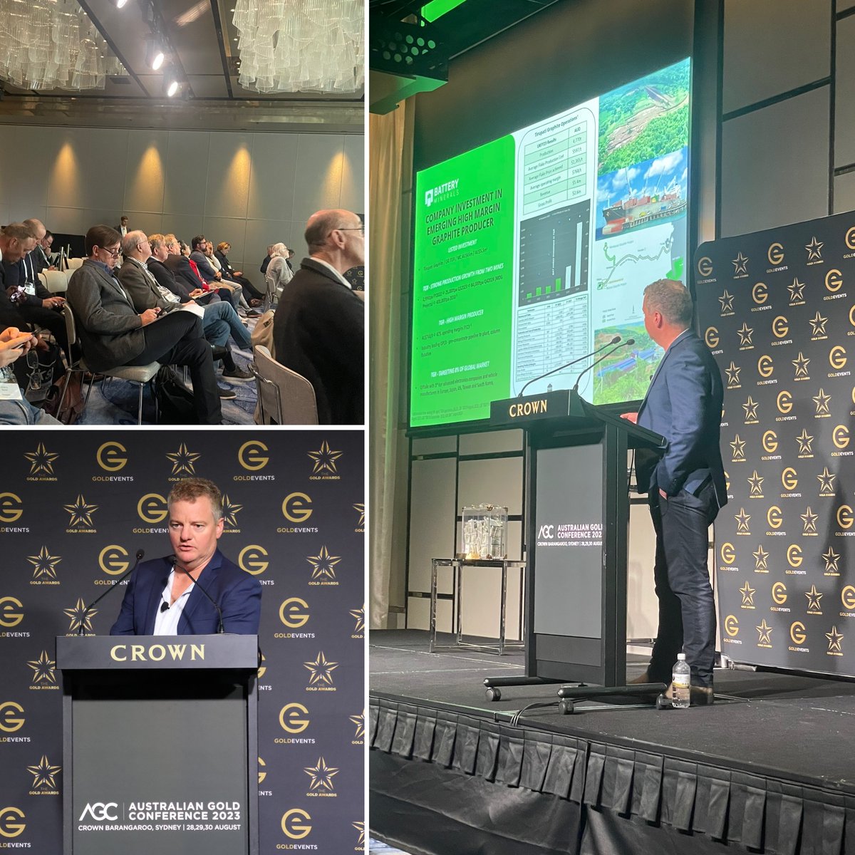 MineralsWaratah's tweet photo. What a fantastic week at the @GoldEvents conference. A big shoutout to our Managing Director, Peter Duerden, for not just delivering a captivating presentation but also for forging meaningful connections with industry leaders.🌏
$BAT #GoldConference #gold #mining #BatteryMinerals https://t.co/Ahywi1j6Kg