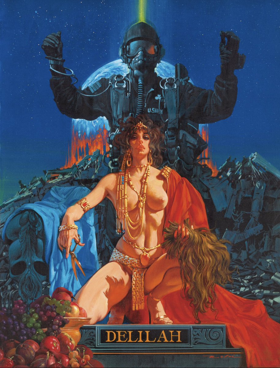 retroscifiart's tweet photo. From 1980 to 1987 Noriyoshi Ohrai painted a series of women from myths and legends for the cover of SF Adventure magazine https://t.co/1eXbonOtdF