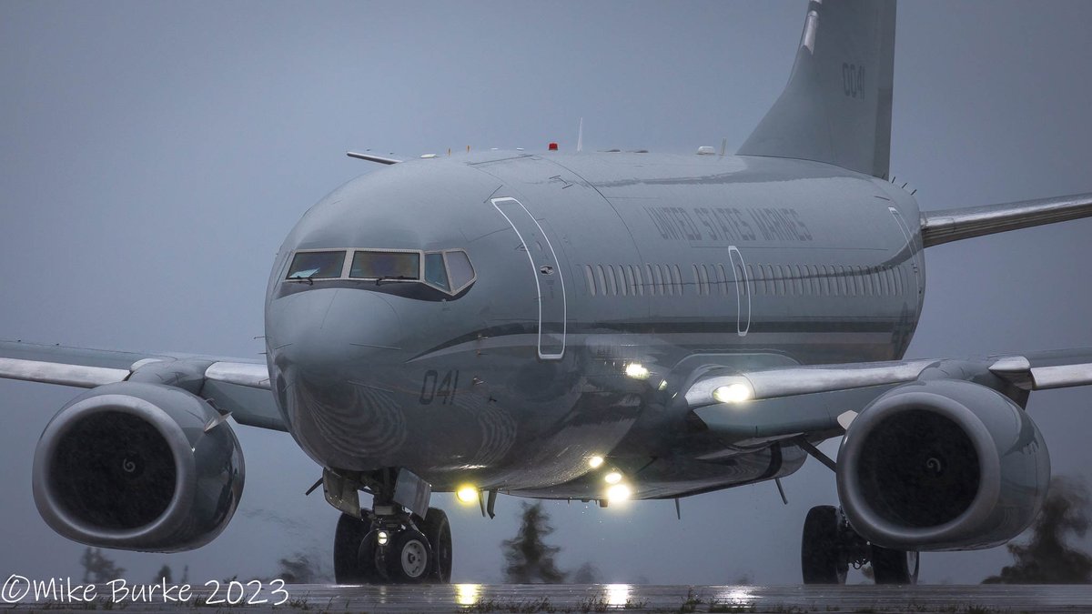 Aug,2023. USMC C40. Road Runner 01 turning to depart runway28 in the rain <a href="/stjohnsairport/">St. John's Airport</a>.