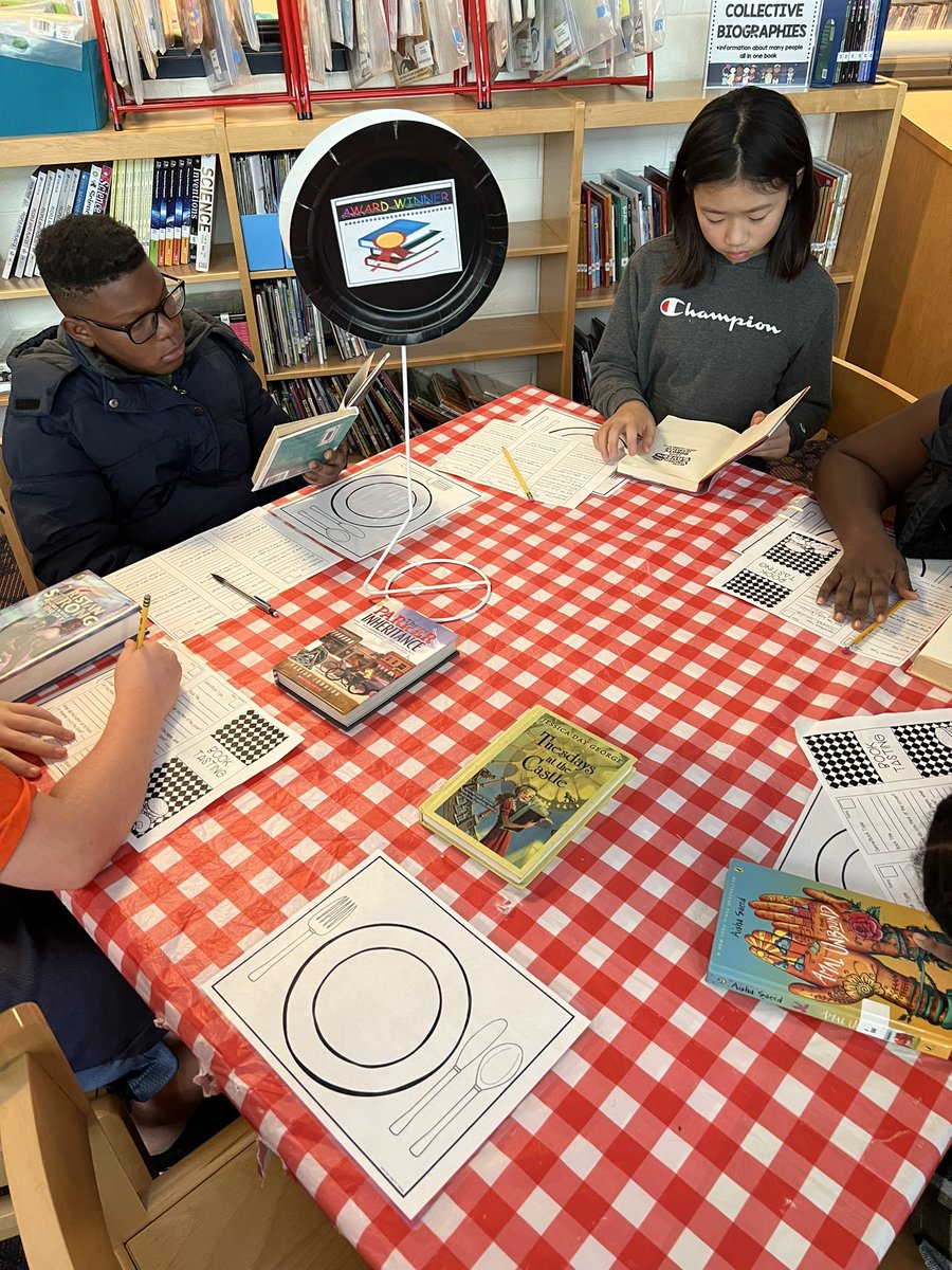sydcohn's tweet photo. Weโre getting down to the business of reading ๐ with a book tasting of genres! #ilove5thgrade #uppergrades #readingteacher @DunwoodyStem @DCSDSTEM https://t.co/I6Xf3gRdRY