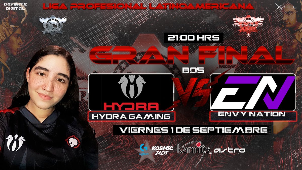 DeporteDigitalH's tweet photo. LIGA PROFESIONAL LATINOAMERICANA 14T patrocinada por @XZEAL_GAMING 

TERCERA FUERZA    
GRAN FINAL BO5       
VIERNES 1 DE SEPTIEMBRE    
21:00 HRS CDMX

@_EnvyNation
@HydraGamingNA https://t.co/bRzmT459pN