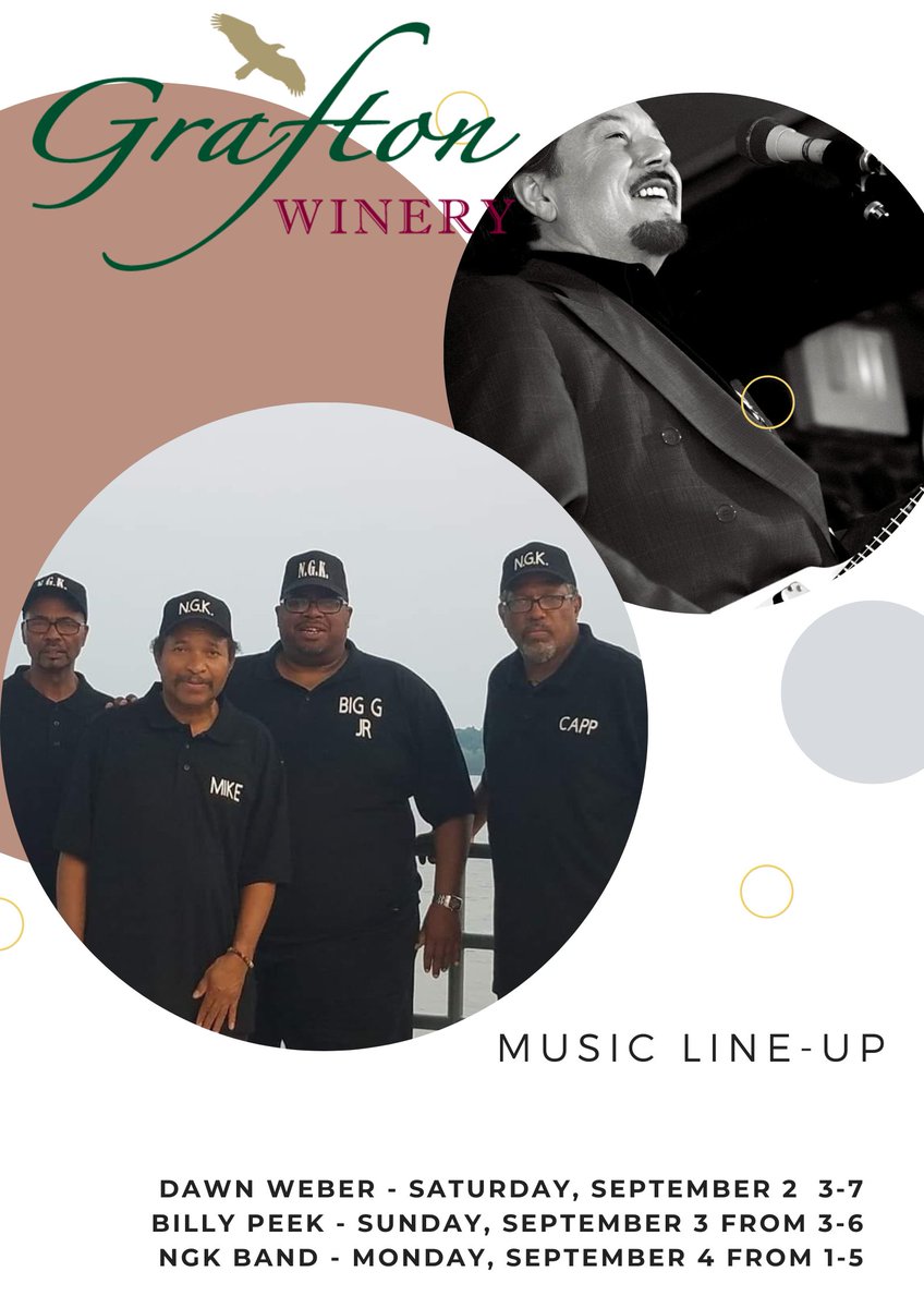 Music line up for this gorgeous Labor Day weekend!