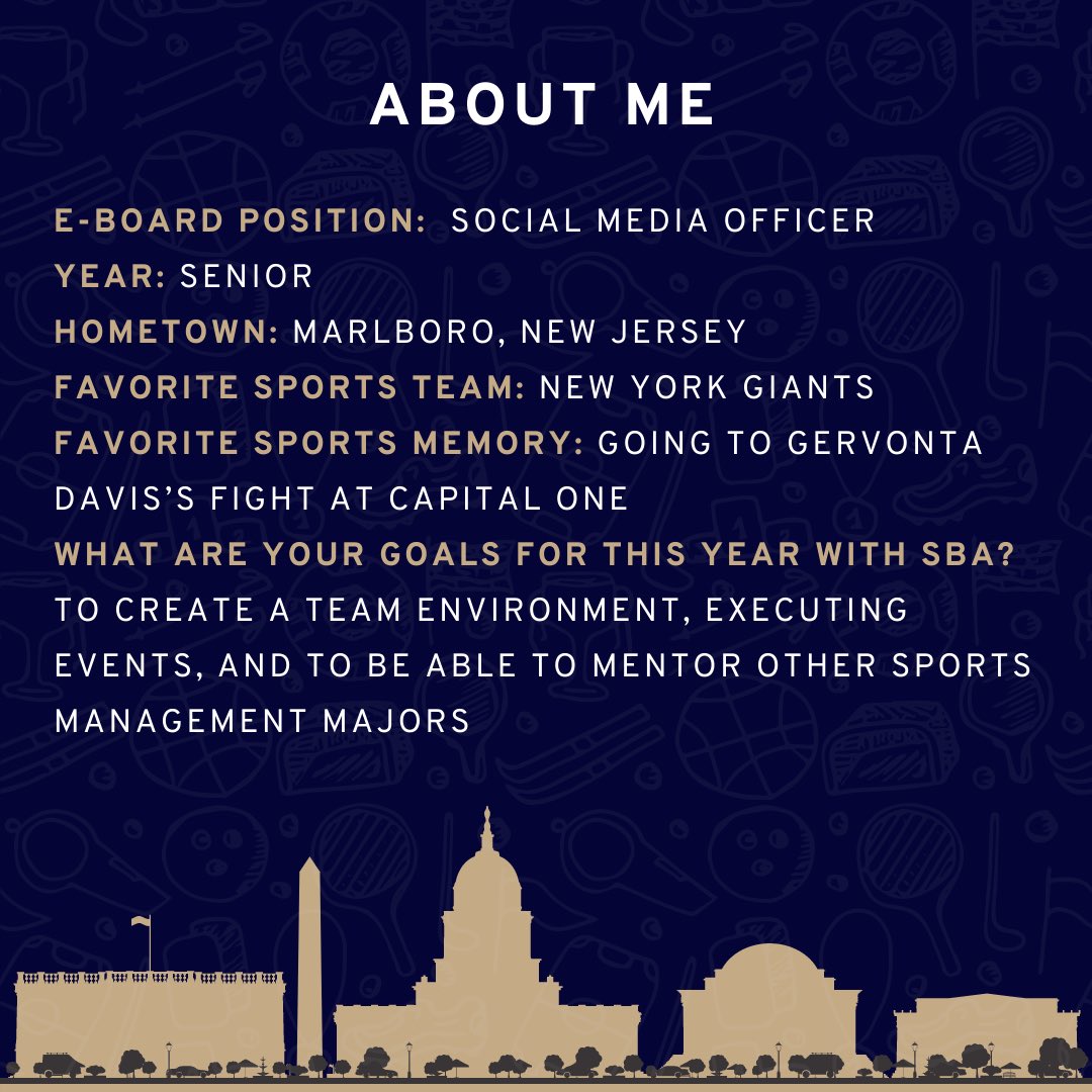Second to last is social media officer Jatin Nayyar. A senior majoring in business administration with a concentration in sports management, we are thrilled to have Jatin back for a second year to see what he can accomplish this time around!