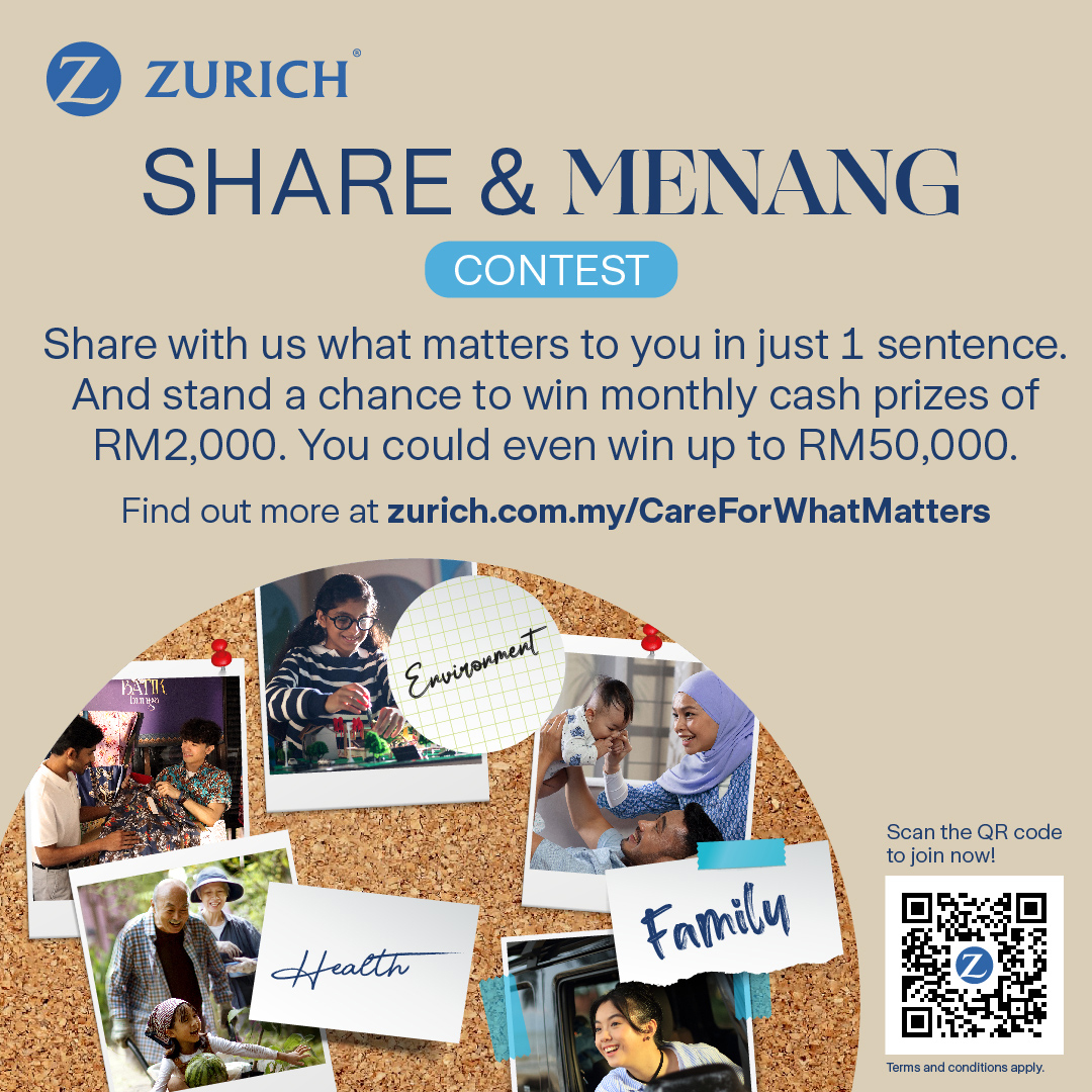 ZurichMY's tweet photo. Join and stand a chance to win cash prizes up to RM50k! Just share what matters to you in 1 sentence. Find out more by scanning the QR code or visiting 🔗 https://t.co/ZG97rT6zUu 

#CareForWhatMatters https://t.co/6xlbYxDLx9