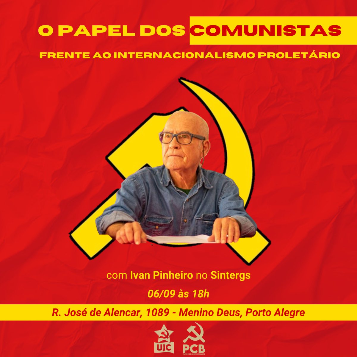 ujcrs_'s tweet photo. 🚩 A União da Juventude Comunista do RS em conjunto com a Célula Internacionalista de Porto Alegre convida toda a camaradagem para debater os rumos do Movimento Comunista Internacional (MCI) e os impactos no Brasil, as tensões interimperialistas e a luta de classes no mundo. https://t.co/qVUGSbIs5T