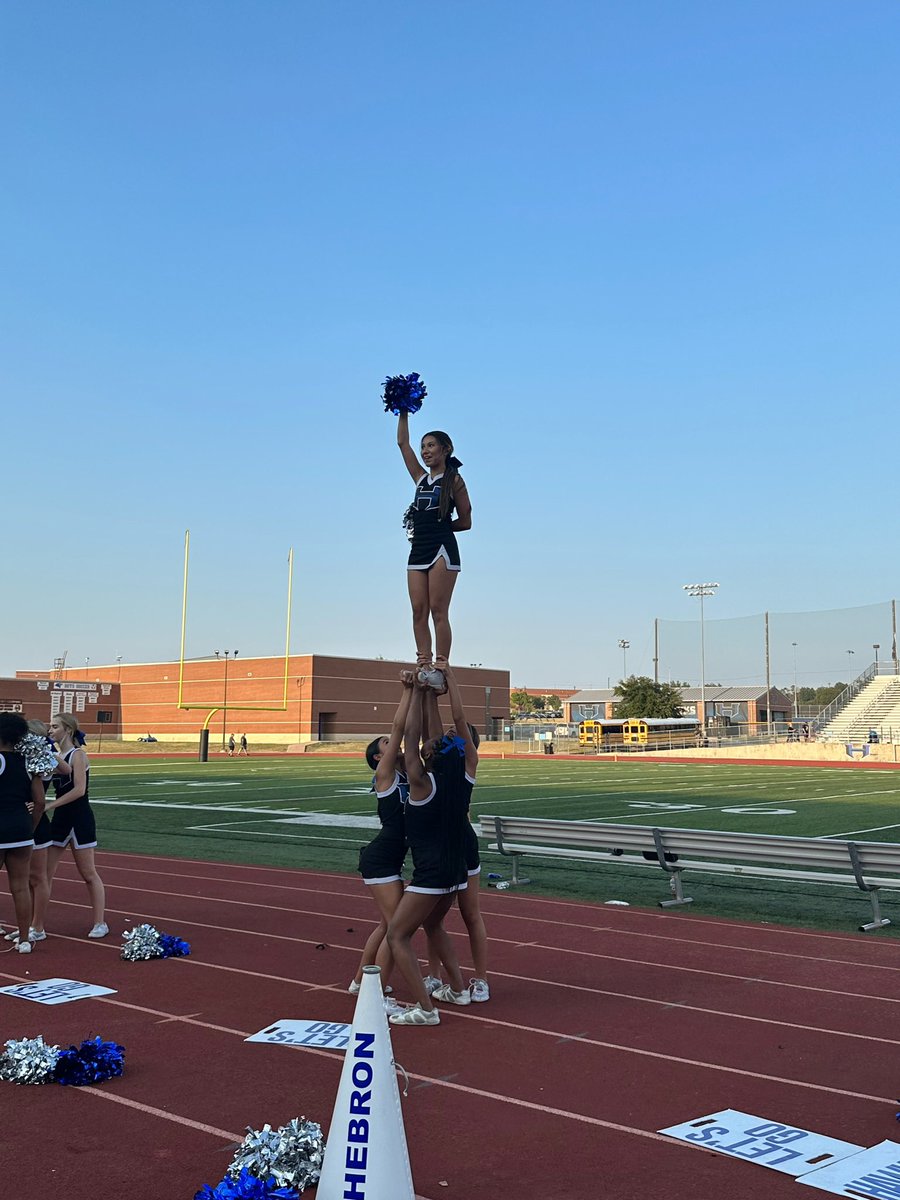 HHSCBC's tweet photo. JV cheering their first game of the season! #footballseason #hebroncheer #hpnd https://t.co/9MrtQKcsLR