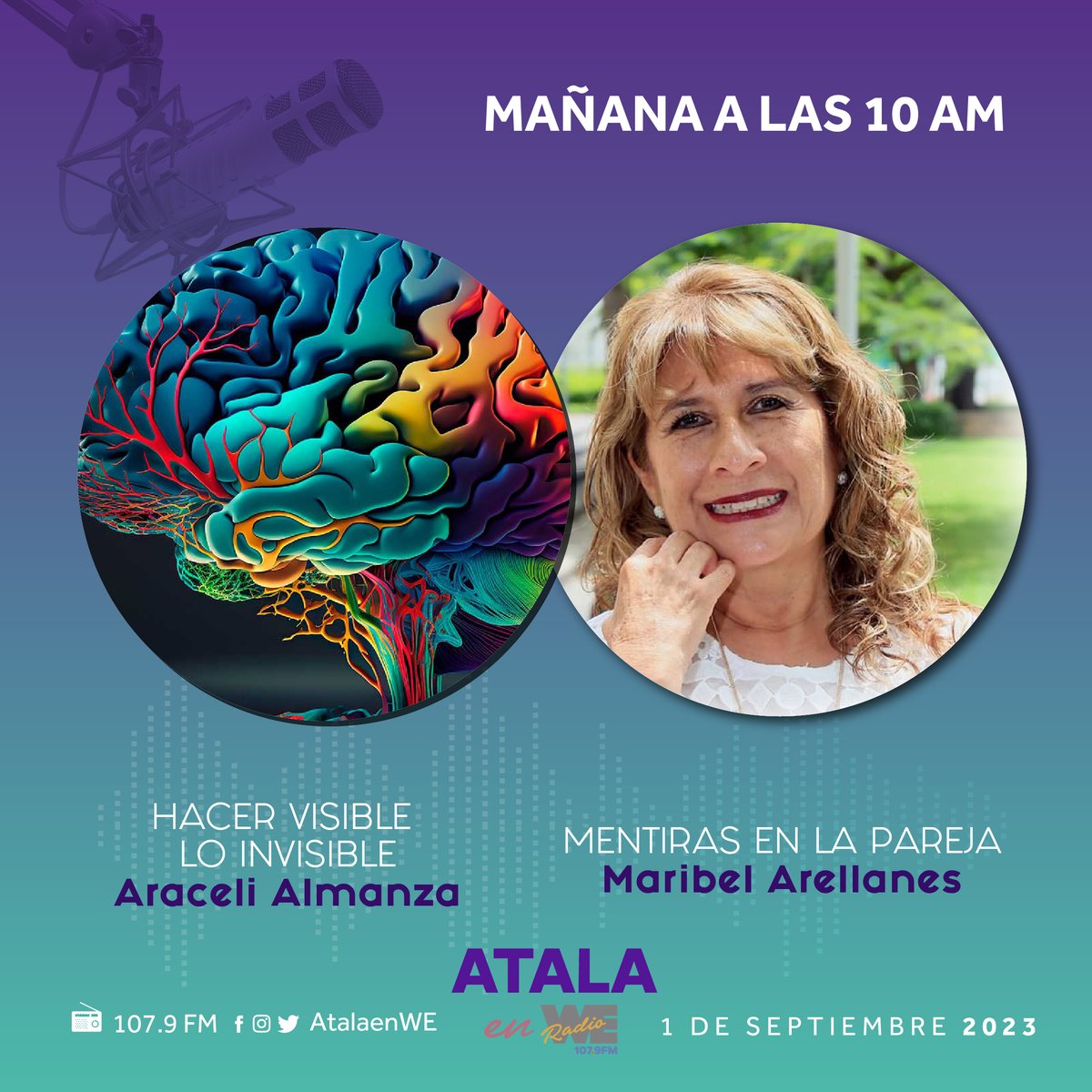 Este #Viernes en #AtalaEnWE
Araceli Almanza nos habla de las actividades de la fundación Carlos Eduardo Almanza A.C.  y su labor en la visibilización el TDAH. Además, Maribel Arellanes nos cuenta todo sobre las mentiras en pareja
Sintonízanos a través de We Radio 107.9 FM