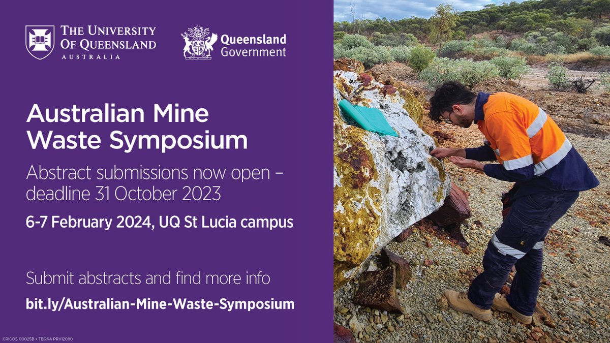 Sustainable Minerals Institute (SMI), UQ (@smi_uq) on Twitter photo Abstract submissions are now open for the Australian Mine Waste Symposium! The Symposium will provide a platform for sharing expertise on managing mine waste in Australia - join the conversation by submitting an abstract at bit.ly/45TRdF4
<a href="/ParbhakarFox/">Anita Parbhakar-Fox</a> <a href="/KamBhowany/">Kam Bhowany</a> Abstract submissions are now open for the Australian Mine Waste Symposium! The Symposium will provide a platform for sharing expertise on managing mine waste in Australia - join the conversation by submitting an abstract at bit.ly/45TRdF4
<a href="/ParbhakarFox/">Anita Parbhakar-Fox</a> <a href="/KamBhowany/">Kam Bhowany</a>
